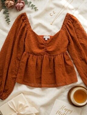 Women's Rust Orange Crop Blouse